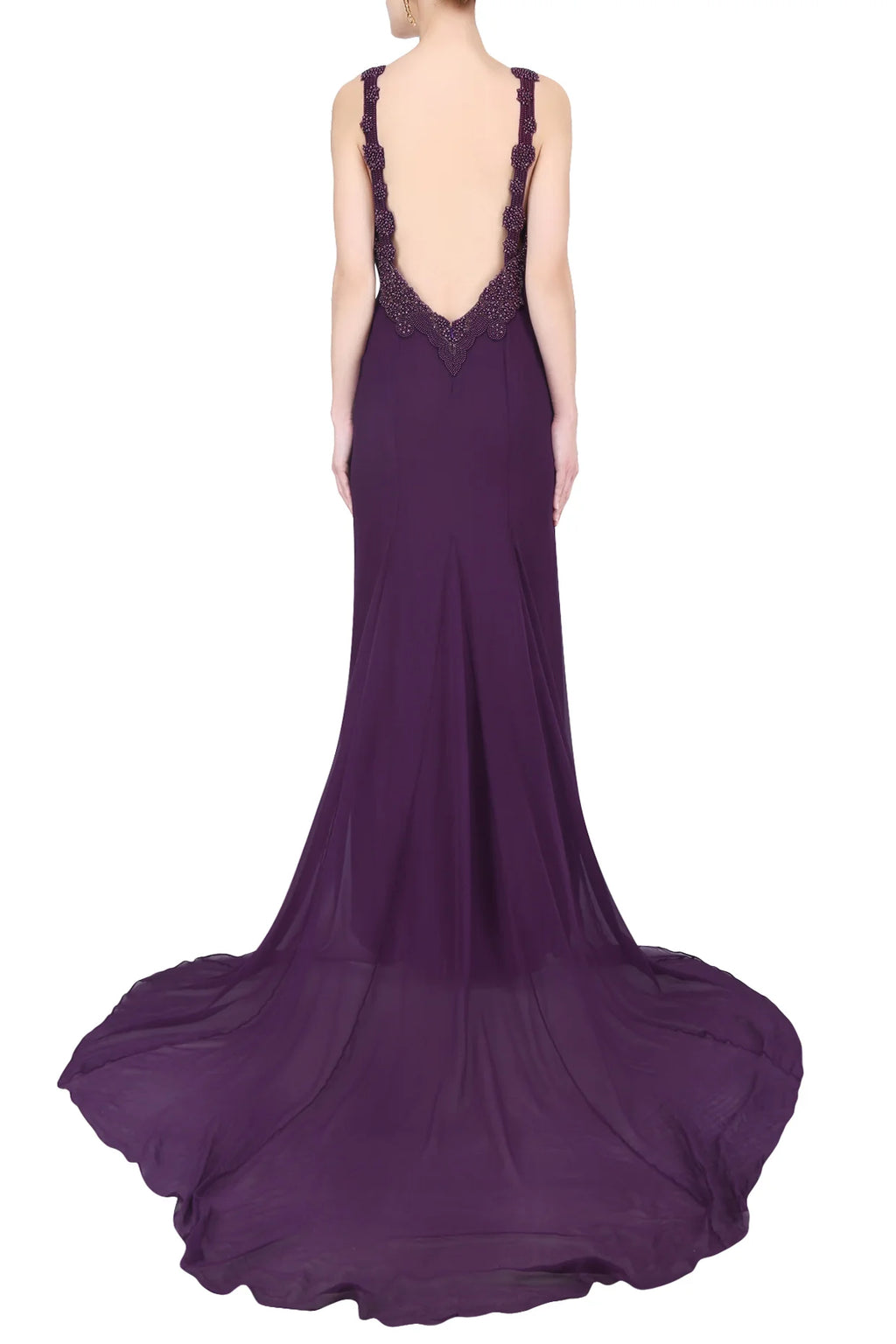 Pearl Embroidered Silk Georgette Gown