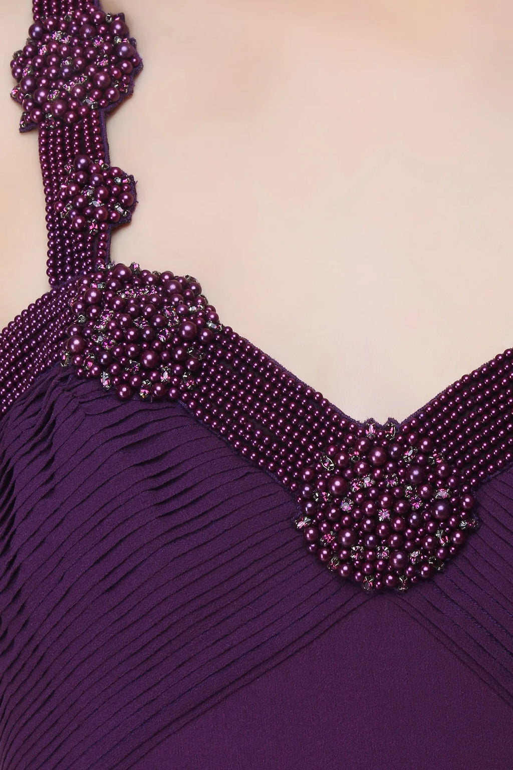 Pearl Embroidered Silk Georgette Gown