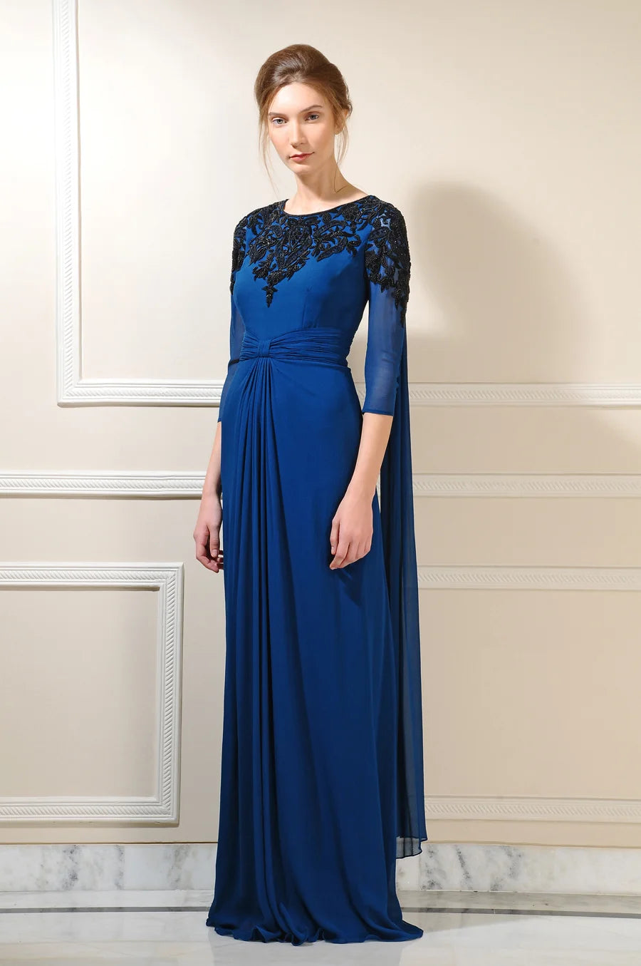 Shimaira Georgette Gown With Intricate Embroidery-Classic and Chic | AmitGT Couture