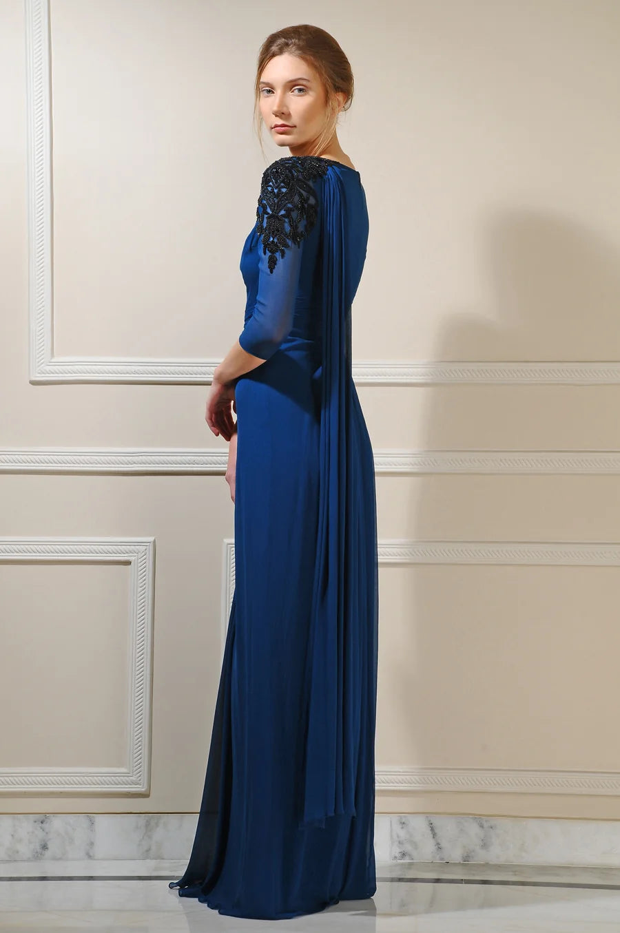 Shimaira Georgette Gown With Intricate Embroidery-Classic And Chic