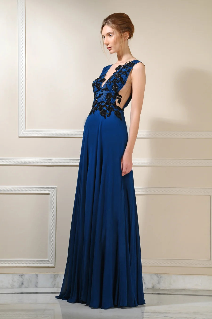 Illusion Panel  Georgette Gown
