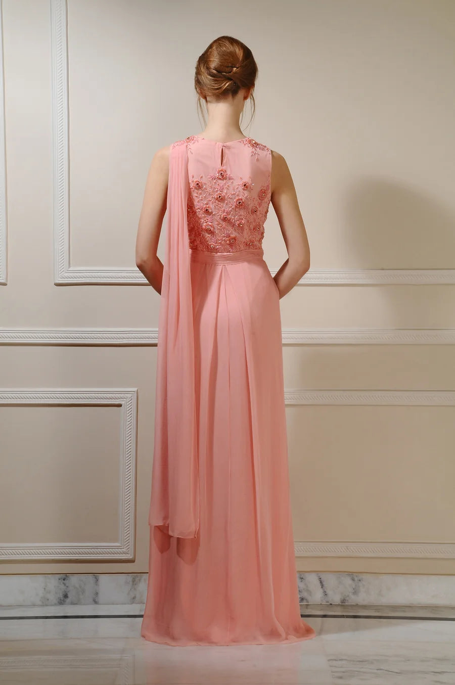Hand Embroidered Top Georgette Gown