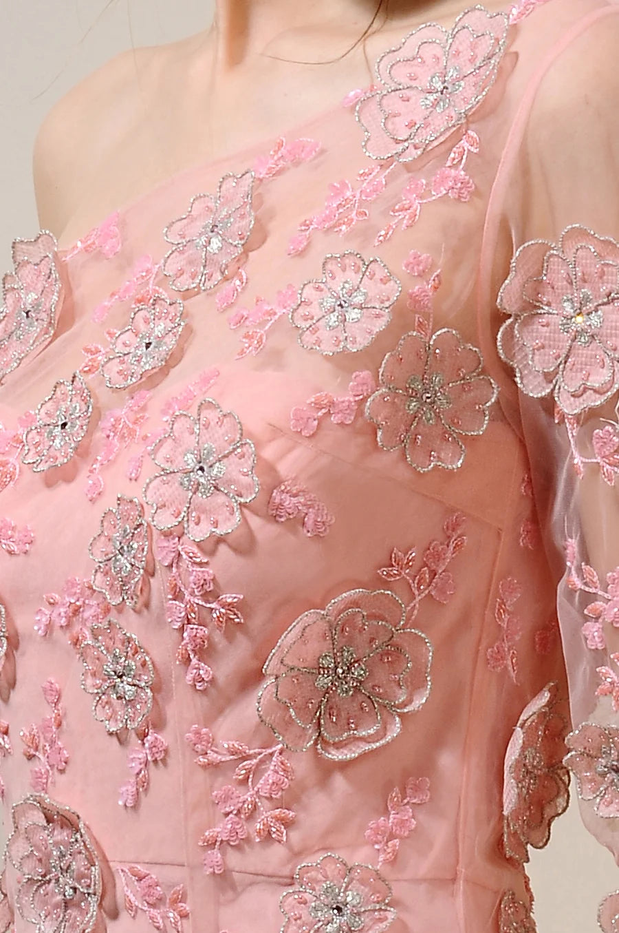 3D Floral Crepe Gown