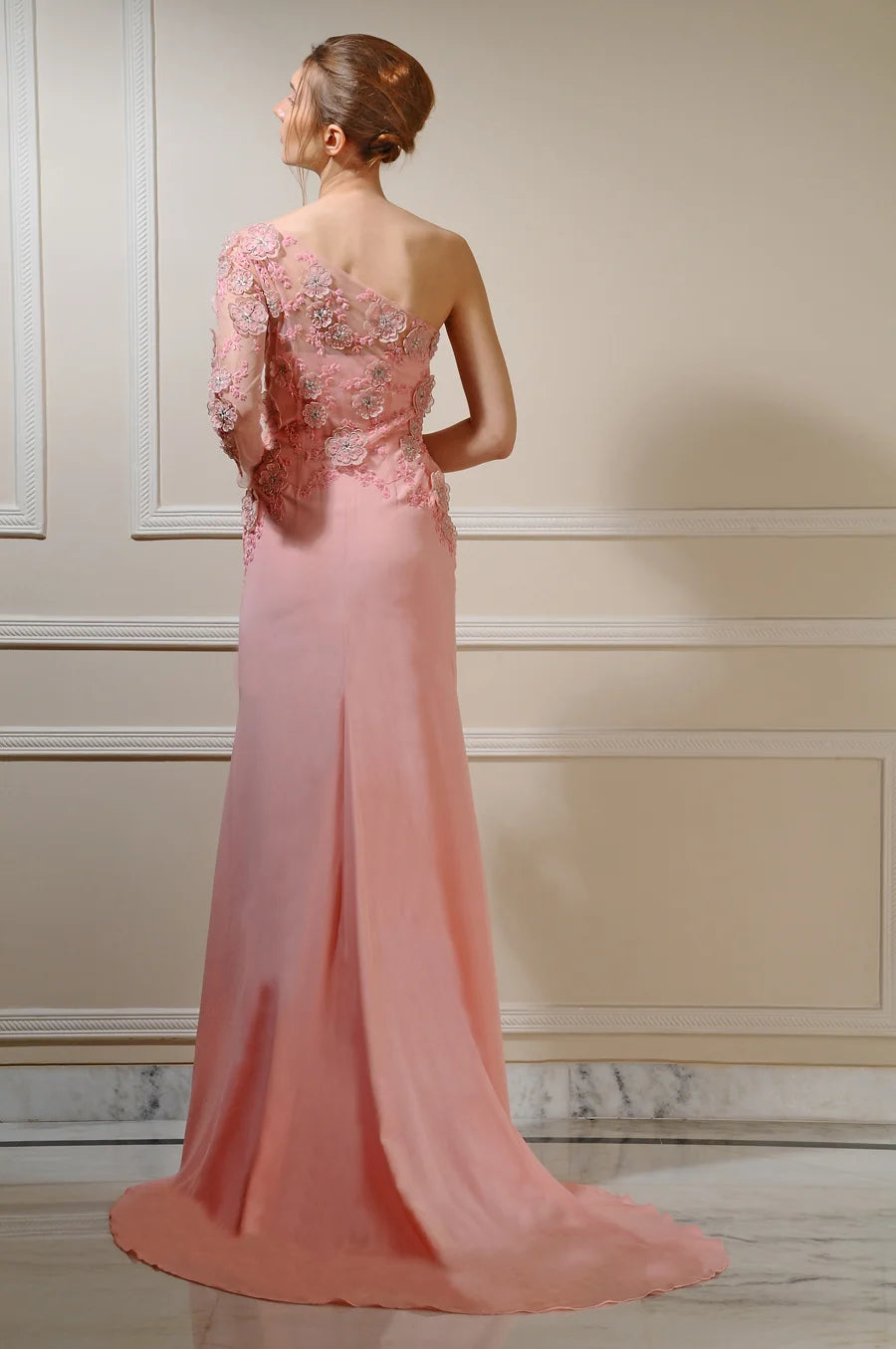 3D Floral Crepe Gown