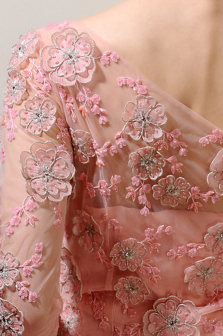 3D Floral Crepe Gown