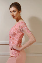 3D Floral Crepe Gown