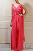 Silk Chiffon Saree Gown - Luxurious and Elegant | AmitGT Couture