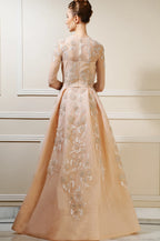 3D Floral Pleated Ball Gown