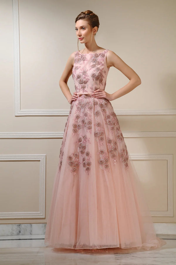 3d Floral Pleated Ball Gown- Perfect for Your Special Occasion | AmitGT Couture