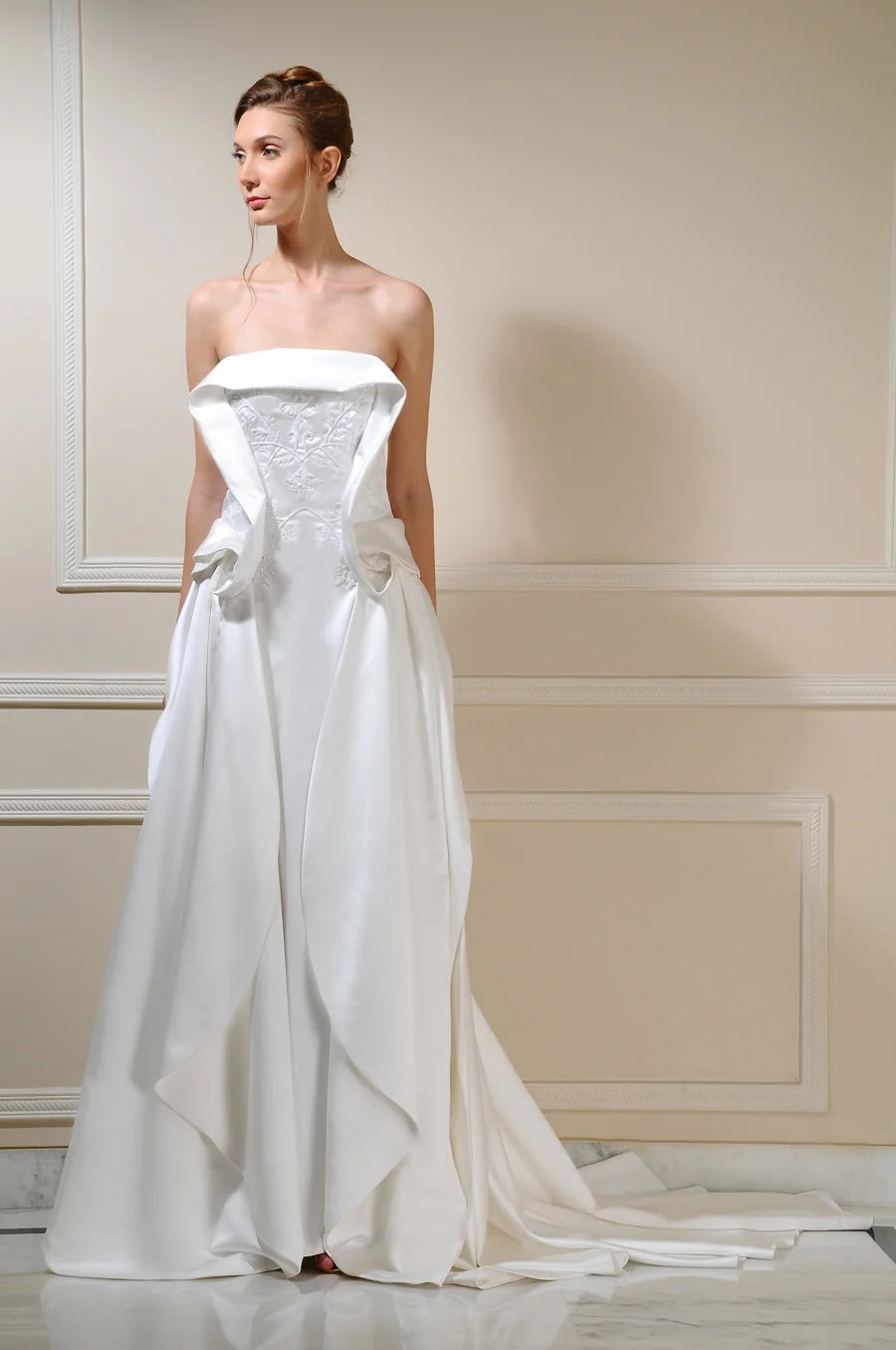 Draped and Layered Bridal Gown - Exquisite Wedding Dresses | AmitGT Couture