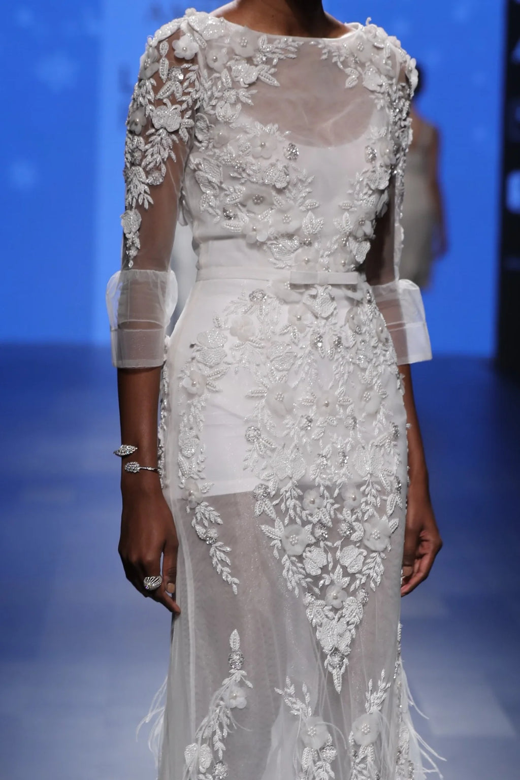 "Full Hand Embroidered White Gown -  Elegant Fashion | AmitGT Couture