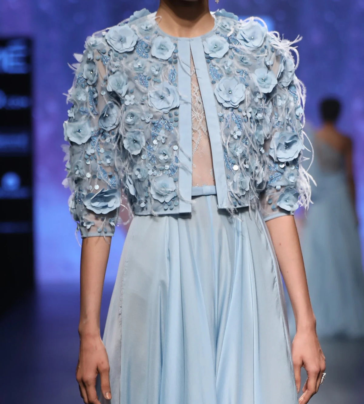 Light Blue Chiffon Gown With Jacket