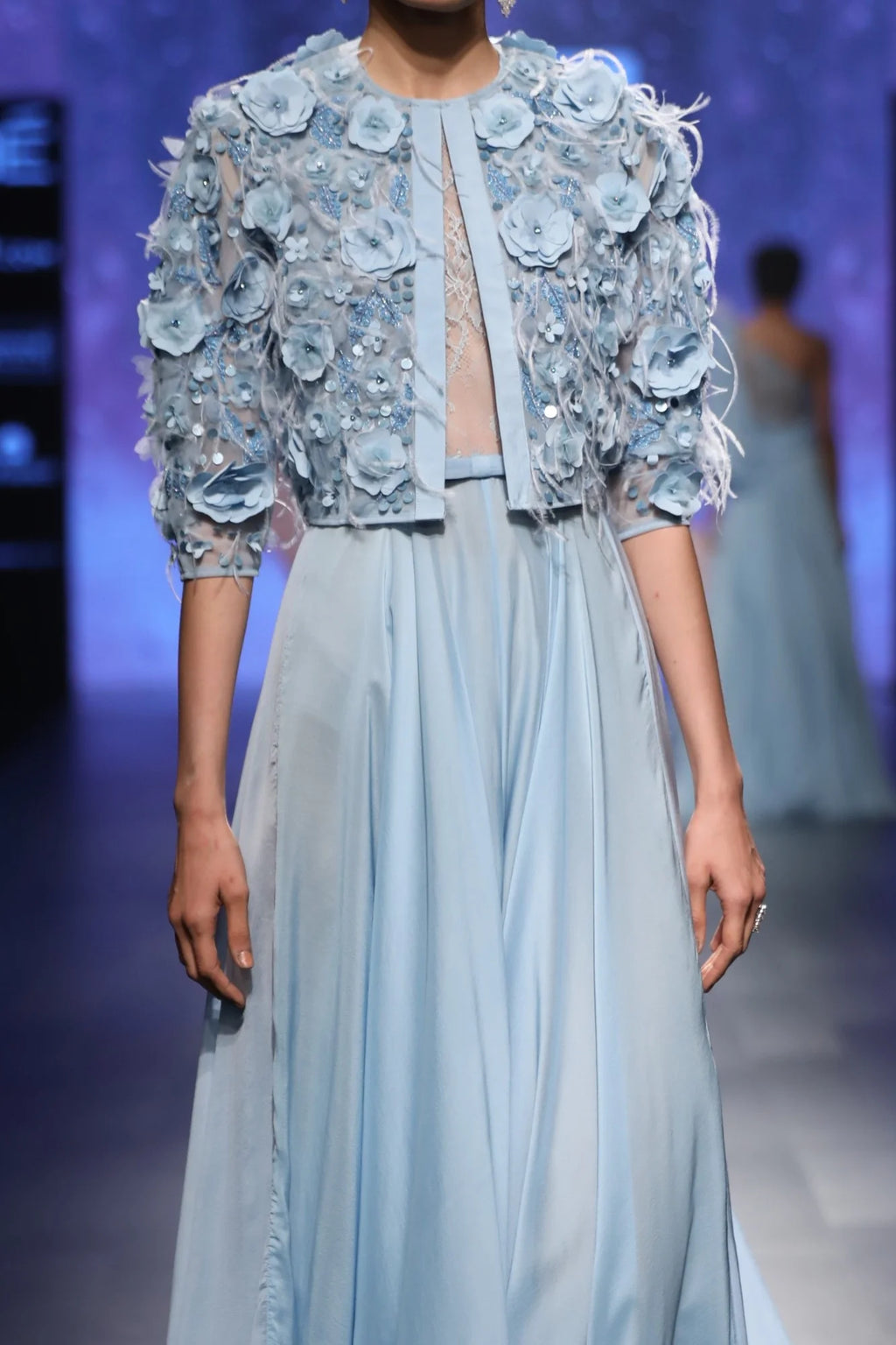 Light Blue Chiffon Gown With Jacket
