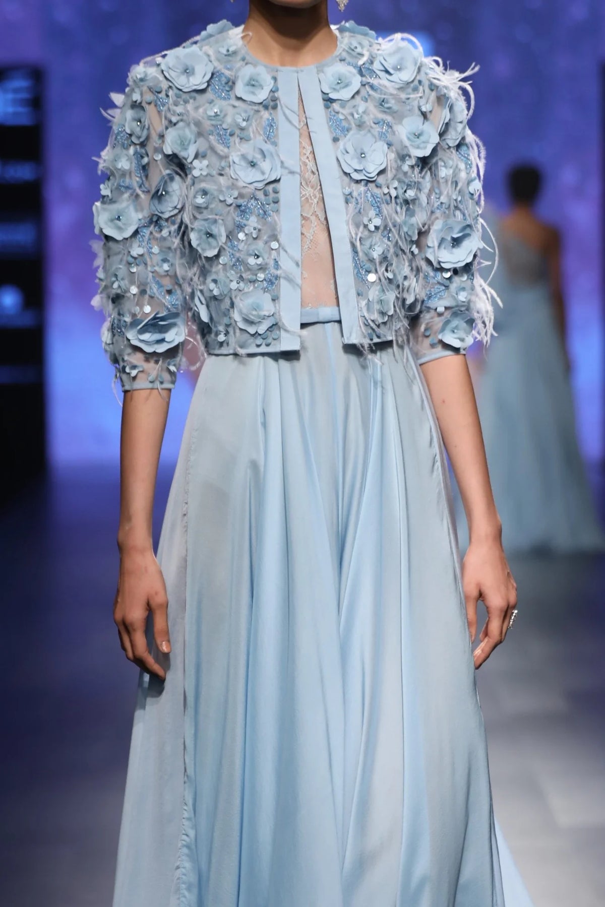 Light Blue Chiffon Gown With Jacket