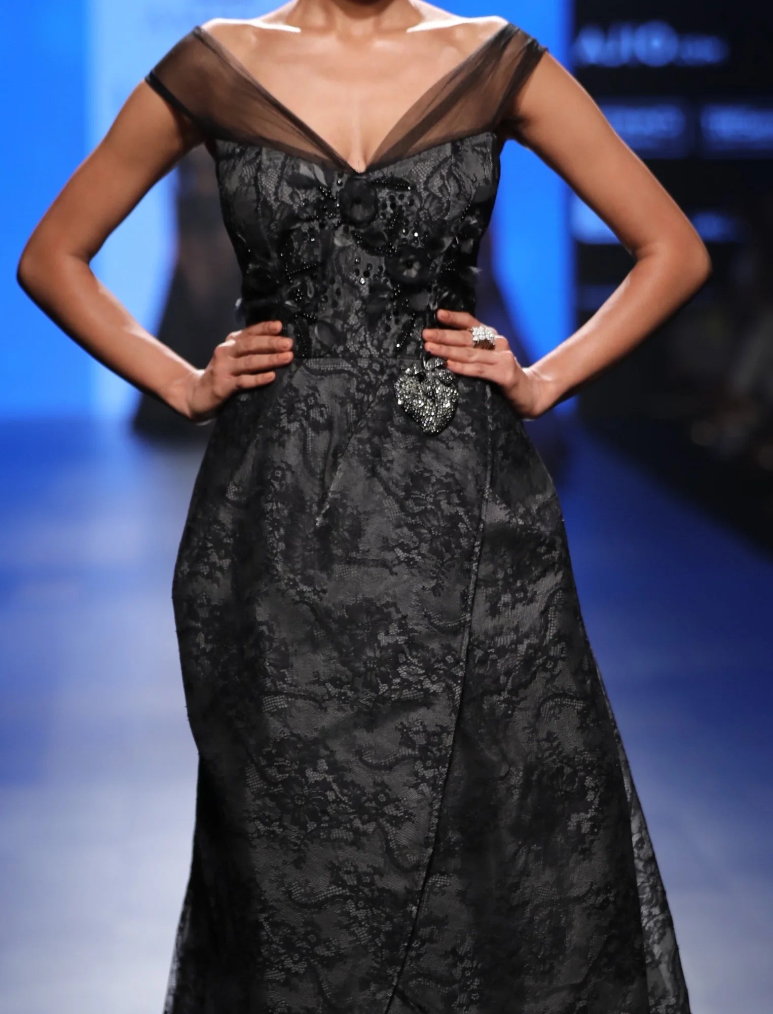 Black Lace Mullet Gown