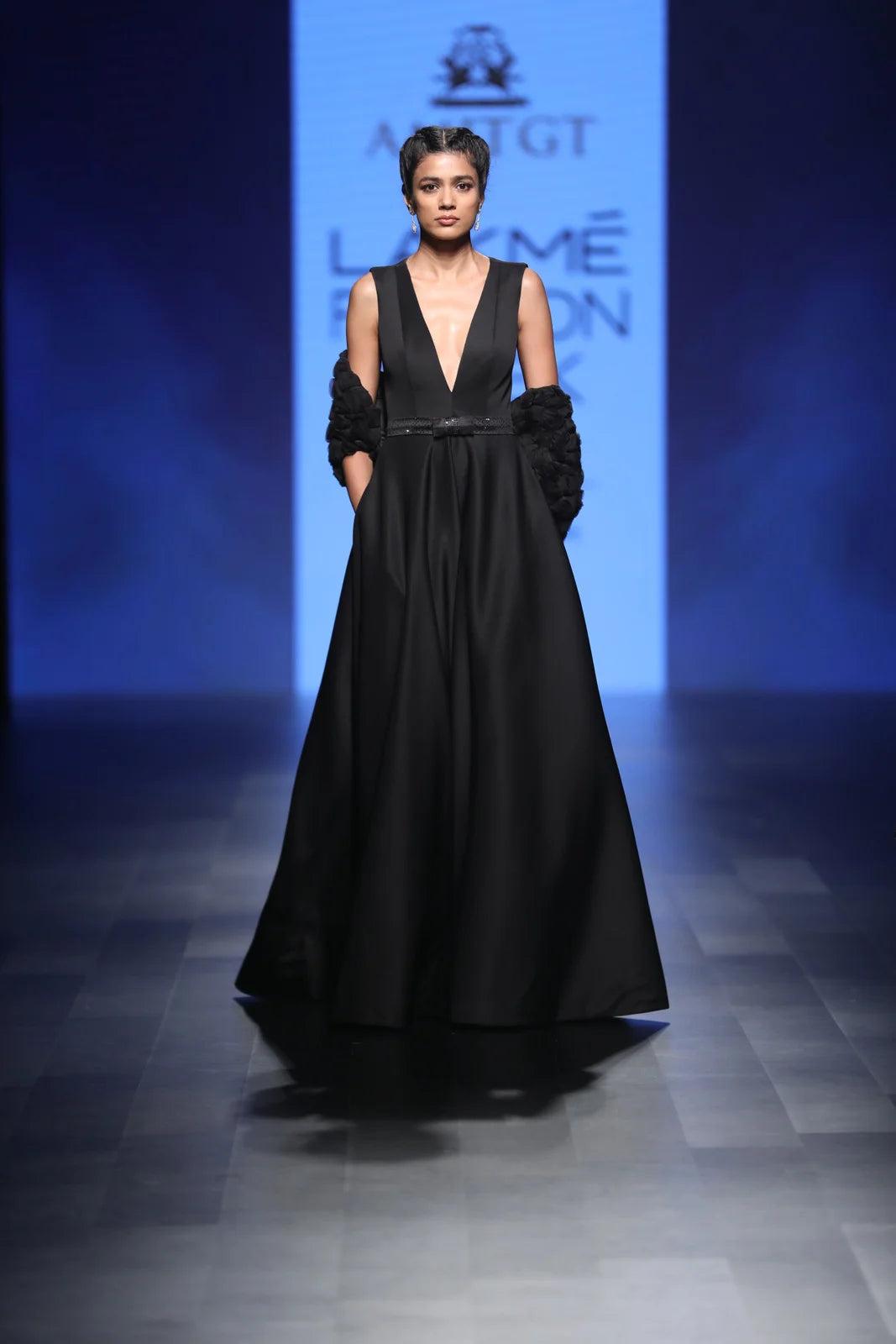 Black Ball Gown With  Belt