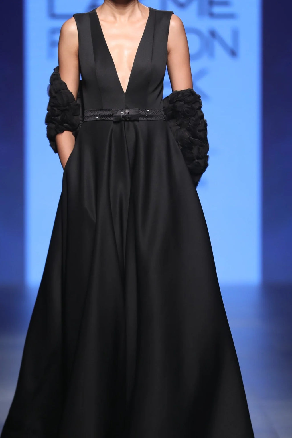 Black Ball Gown With  Belt