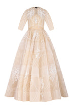 Beige Ball Gown With Bird Motifs