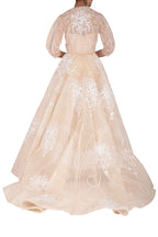 Beige Ball Gown With Bird Motifs