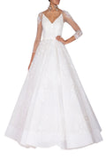 Estell White Bridal Gown with Train - Elegant Wedding Dress | AmitGT Couture
