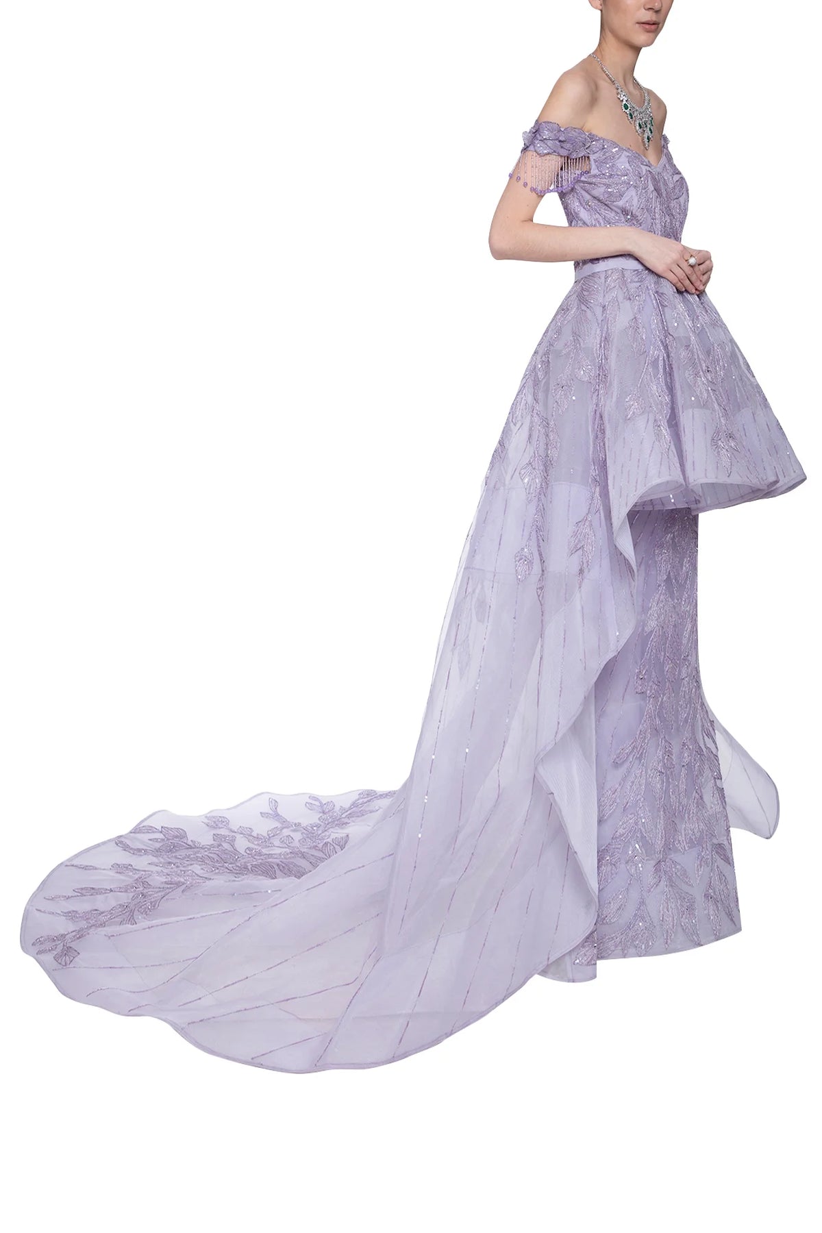 Anastasia Gown With Hand Embroidered Calla Lily Motifs