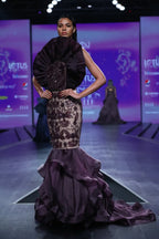 Bordeau Fan Pleated Mermaid Gown