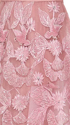 Pink Bird And Carla Lily Motif Fully Hand Beaded Gown