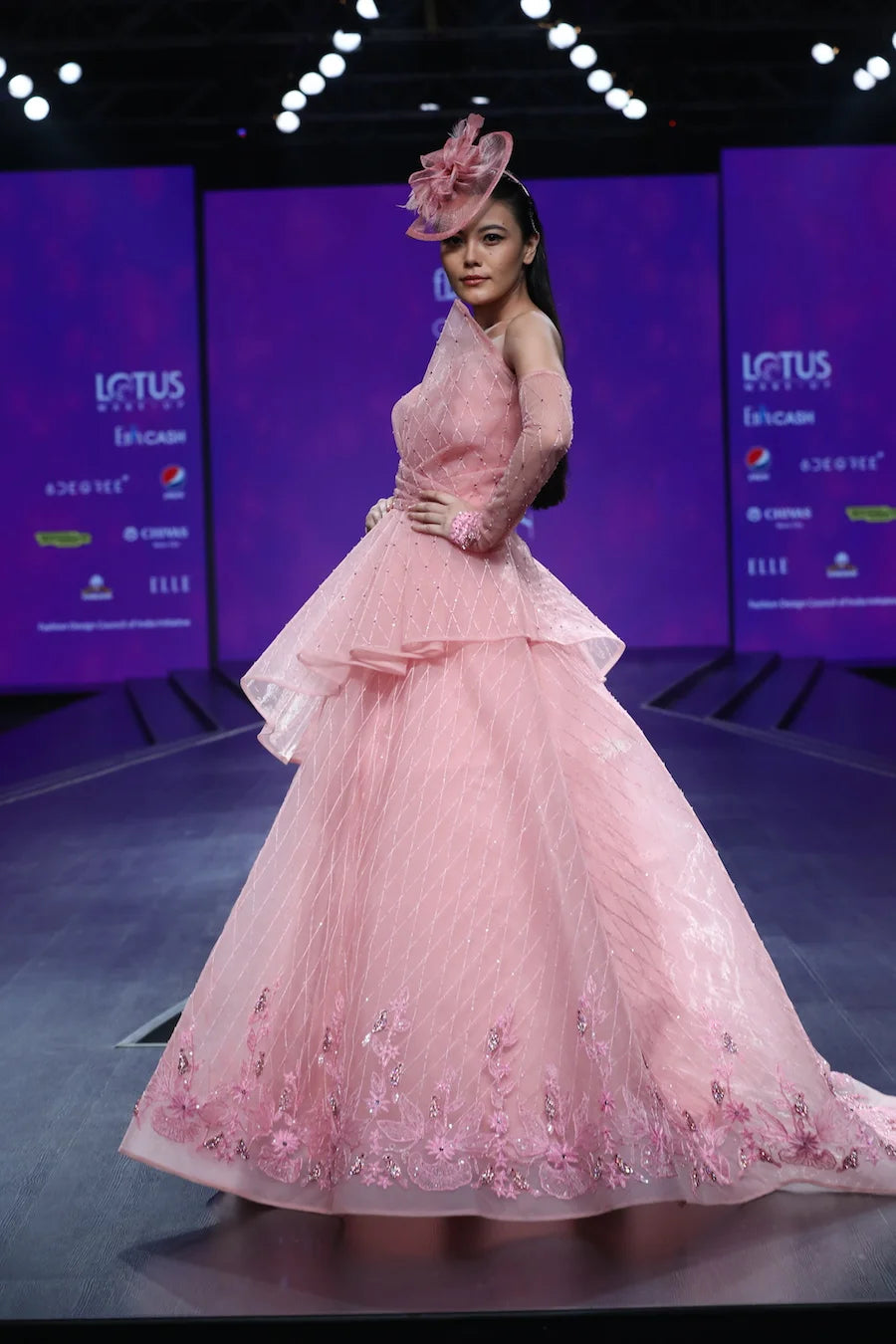 Light Pink Ball Gown With Bird Motif