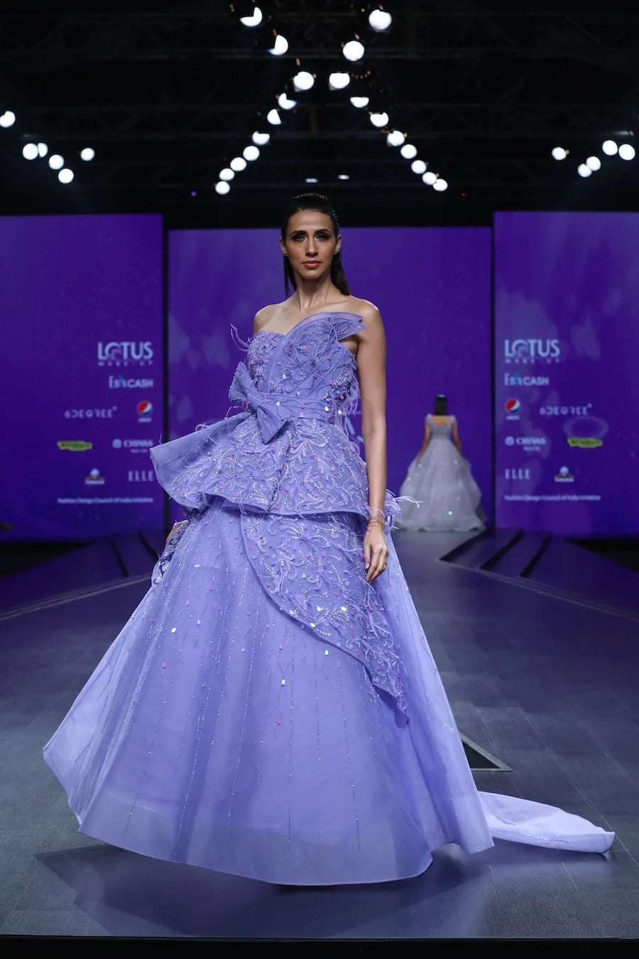 Carlose 3D Flower Applique Motif Tierd Bow Ball Gown