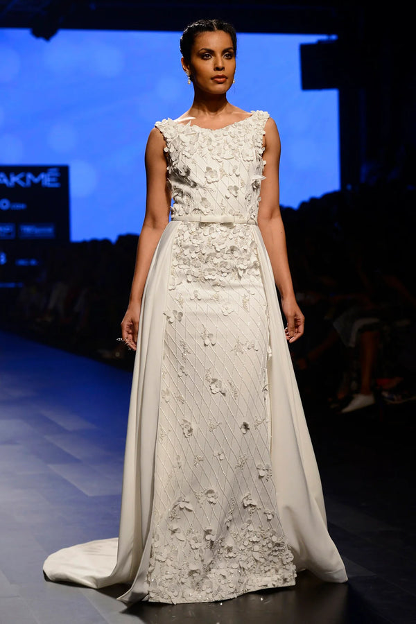 Hand-Embroidered Neoprene Gown - Luxury Fashion | AmitGT 