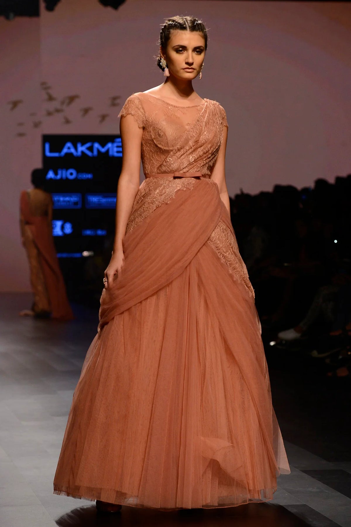 Light Tea Saree Ball Gown - Perfect for Any Occasion | AmitGT Couture