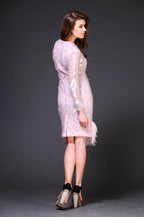 Fish Scale Paillette And Ostrich Feather Dress