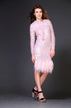 Fish Scale Paillette And Ostrich Feather Dress