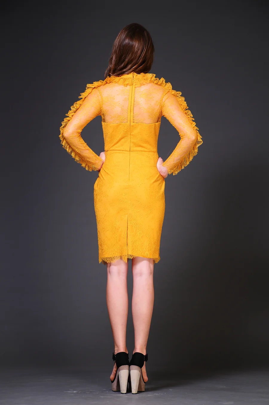 Frilled Chantilly Lace Dress